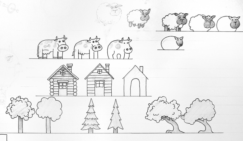 Sketch hot air balloon landscape web