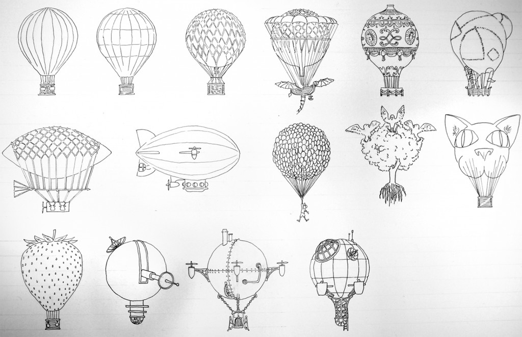 Sketch hot air balloon web